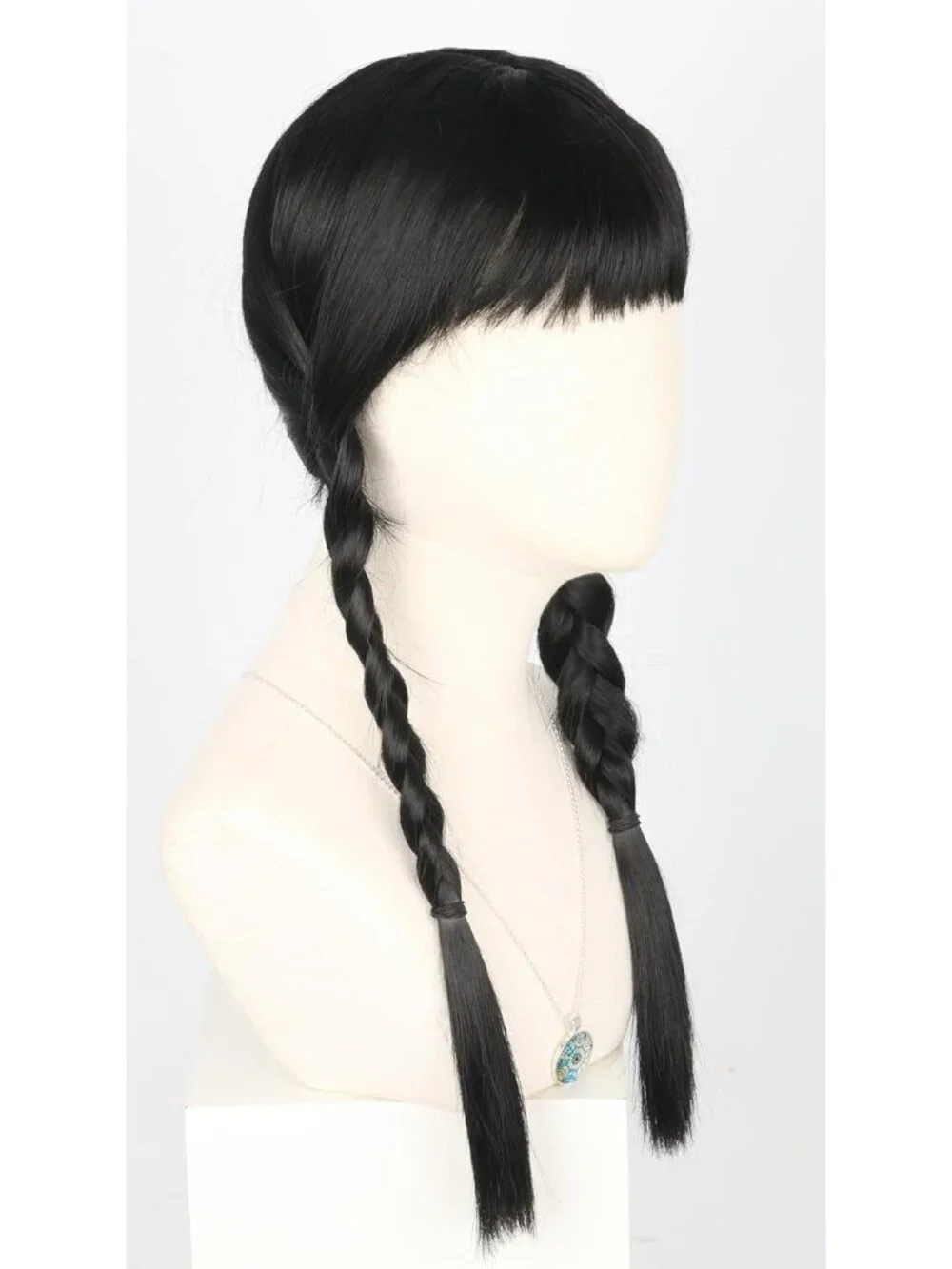 Women's Black Short Cosplay Halloween Costume Wig With Necklace Earrings